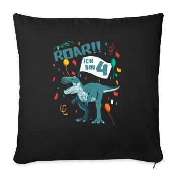 4. Geburtstag Kindergeburtstag Dinosaurier - Sofakissenbezug 45 x 45 cm - Schwarz - Vorne