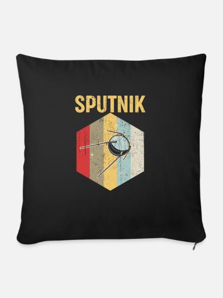 Sputnik Weltraum Design - Sofakissenbezug 45 x 45 cm - Schwarz