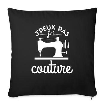 Couture Je Peux Pas J'ai Couture Coudre Broderie - Housse de coussin décorative 45 x 45 cm - noir - Devant