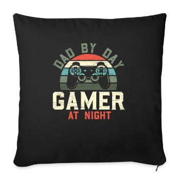 Dad By Day Gamer At Night Jeu Vidéo Pères Day - Housse de coussin décorative 45 x 45 cm - noir - Devant