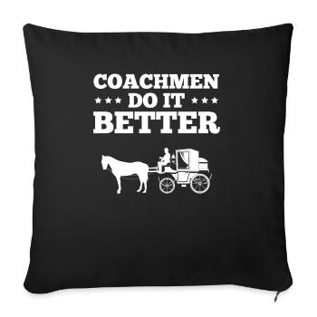 Kutscher Kutsche Pferd - Sofakissenbezug 45 x 45 cm - Schwarz - Vorne