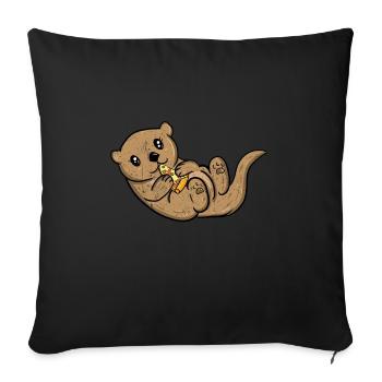 Otter Animal Pizza Gift Marder Weasel Otter - Sofa pillowcase 17,3'' x 17,3'' (45 x 45 cm) - black - Front
