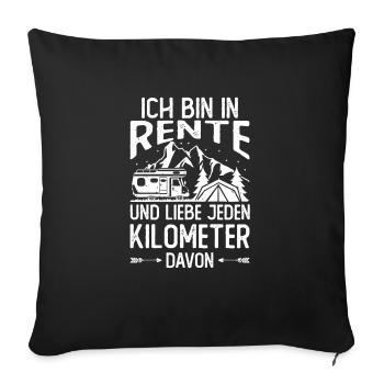 Rentner Camping Camper Wohnmobil - Sofakissenbezug 45 x 45 cm - Schwarz - Vorne