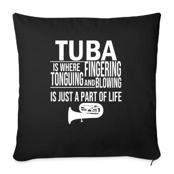 Tuba Musique Instrument Tuba Joueur tuba - Housse de coussin décorative 45 x 45 cm - noir - Devant