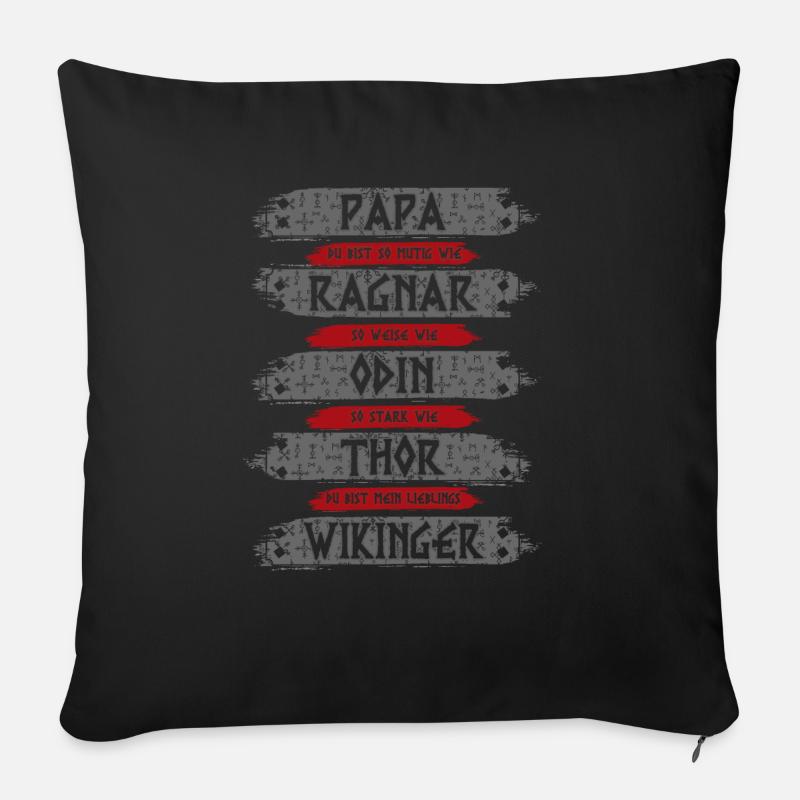 Wikinger Vatertag - Wikinger Papa - Viking - Sofakissenbezug 45 x 45 cm - Schwarz