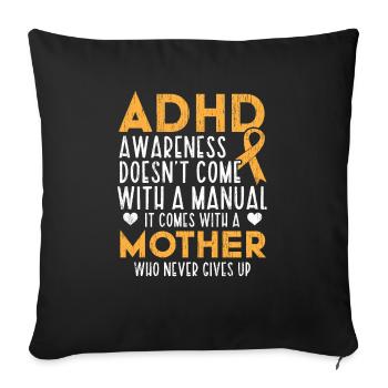 Groupe de conscience du TDAH Neurodiversité - Housse de coussin décorative 45 x 45 cm - noir - Devant