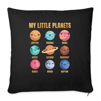 Solar System - Cute Planets - Planet - Galaxy - Housse de coussin décorative 45 x 45 cm - noir - Devant