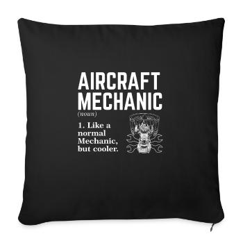 Mécanicien d’aéronef - Housse de coussin décorative 45 x 45 cm - noir - Devant