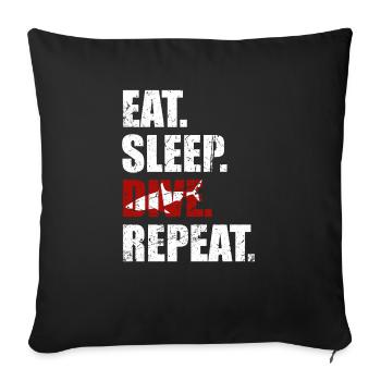 Eat sleep dive repeat divers dive - Sofa pillowcase 17,3'' x 17,3'' (45 x 45 cm) - black - Front