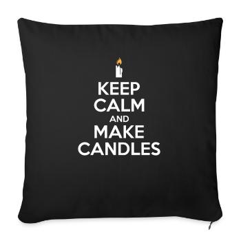 Keep calm and make candles candle making diy - Sofa pillowcase 17,3'' x 17,3'' (45 x 45 cm) - black - Front