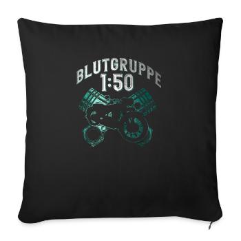 DDR Moped Blutgruppe 1:50 Ostalgie Geschenk - Sofakissenbezug 45 x 45 cm - Schwarz - Vorne