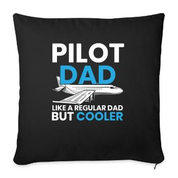 Papa pilote Co-pilote Aviator Airplane Fathers Day - Housse de coussin décorative 45 x 45 cm - noir - Devant