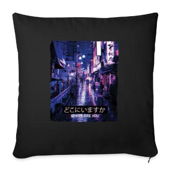 Vaporwave Art Aesthetic 80s 90s Meme Tokyo Where - Sofa pillowcase 17,3'' x 17,3'' (45 x 45 cm) - black - Front