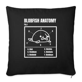 Blobby the Blobfish - Official Blobatomy - Funny - Housse de coussin décorative 45 x 45 cm - noir - Devant