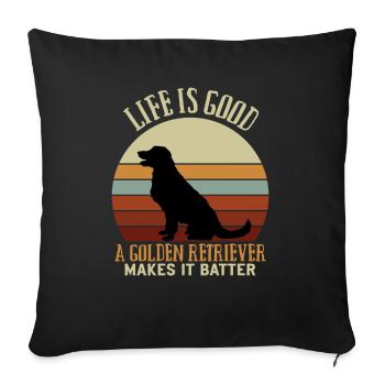 Golden retriever Makes it Batter Goldi - Housse de coussin décorative 45 x 45 cm - noir - Devant