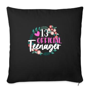 Adolescente Official Ado 13 ans anniversaire - Housse de coussin décorative 45 x 45 cm - noir - Devant