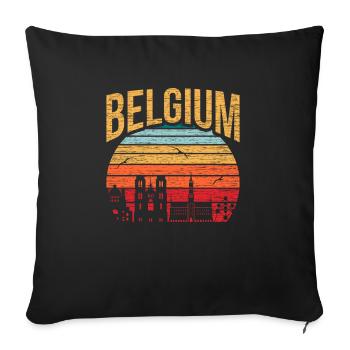 Belgium Europe Gift Idea - Sofa pillowcase 17,3'' x 17,3'' (45 x 45 cm) - black - Front