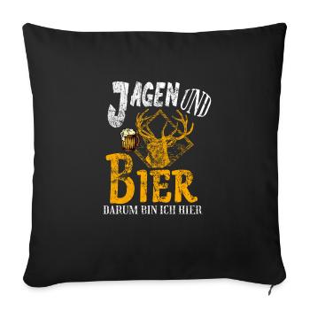 Jagd Jäger Evolution Hirsch Waidmann Lustig Spruch - Sofakissenbezug 45 x 45 cm - Schwarz - Vorne