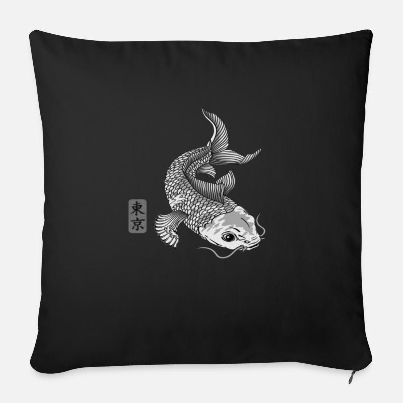 Japanischer Koi Fisch - Sofakissenbezug 45 x 45 cm - Schwarz
