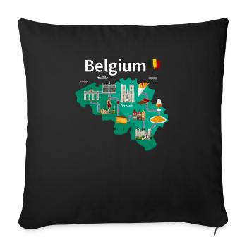 Belgium - Sofa pillowcase 17,3'' x 17,3'' (45 x 45 cm) - black - Front