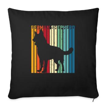 Chemise de berger allemande Rétro Berger allemand T Shir - Housse de coussin décorative 45 x 45 cm - noir - Devant