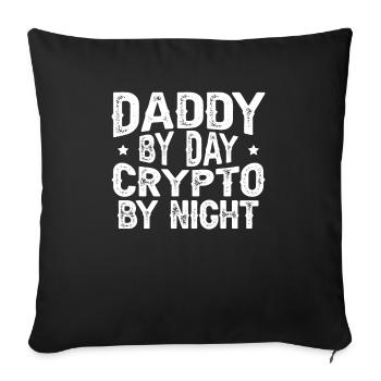 Papa Am Tag Crypto In Der Nacht Crypto Trader - Sofakissenbezug 45 x 45 cm - Schwarz - Vorne