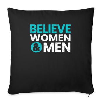Croire la sensibilisation des femmes et des hommes aux agressions sexuelles - Housse de coussin décorative 45 x 45 cm - noir - Devant