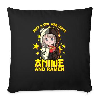Kawaii Neko Ramen Lover - Japanese Noodles Anime - Sofa pillowcase 17,3'' x 17,3'' (45 x 45 cm) - black - Front