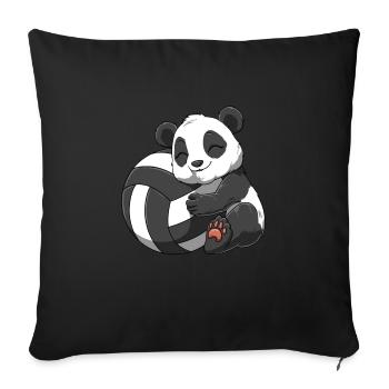 Drôle de volley-ball panda - Housse de coussin décorative 45 x 45 cm - noir - Devant