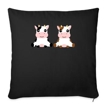 Vache - Bébé - Veau - Enfants - Housse de coussin décorative 45 x 45 cm - noir - Devant