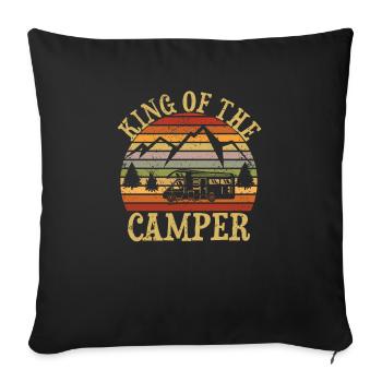 King Of The Camper Retro Camping Fils Garçon Nature - Housse de coussin décorative 45 x 45 cm - noir - Devant