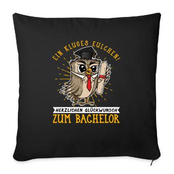 Kluges Eulchen Herzlichen Glückwunsch zum Bachelor - Sofakissenbezug 45 x 45 cm - Schwarz - Vorne