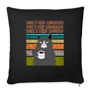 CHAT DE CAFÉ - Housse de coussin décorative 45 x 45 cm - noir - Devant