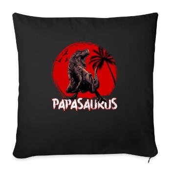 Dino Papa Papasaurus - Housse de coussin décorative 45 x 45 cm - noir - Devant