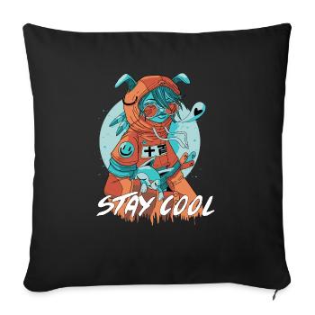 Stay Cool Katzen Comicstyle Kunst Design - Sofakissenbezug 45 x 45 cm - Schwarz - Vorne
