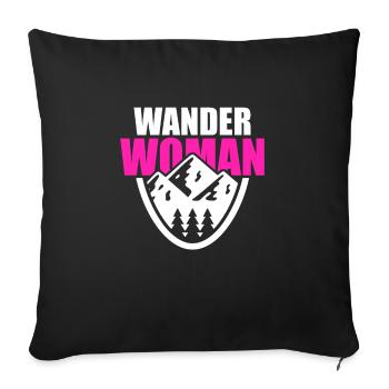 Wanderwoman femmes randonnée randonnée montagne nature - Housse de coussin décorative 45 x 45 cm - noir - Devant