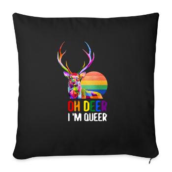 Oh Deer I'm Queer LGBTQ Rainbow Gift - Sofa pillowcase 17,3'' x 17,3'' (45 x 45 cm) - black - Front