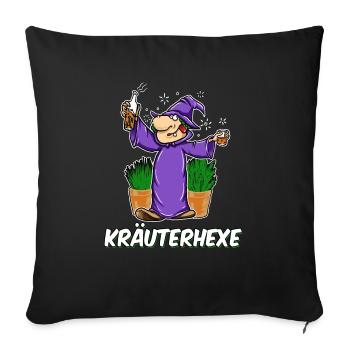 Kräuterhexe ich trinke gerne Kräuter Schnaps Tee - Sofakissenbezug 45 x 45 cm - Schwarz - Vorne
