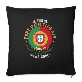 Je Suis Un Papy Portugais Comme Un Papy Normal - Housse de coussin décorative 45 x 45 cm - noir - Devant
