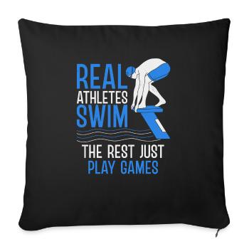 Swimmer Sports Scuba Diving Swimming - Sofa pillowcase 17,3'' x 17,3'' (45 x 45 cm) - black - Front
