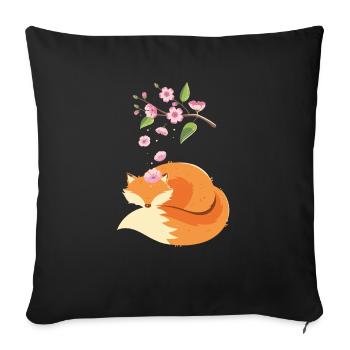 Japanese Cherry Blossom Flower Vintage Fox - Sofakissenbezug 45 x 45 cm - Schwarz - Vorne