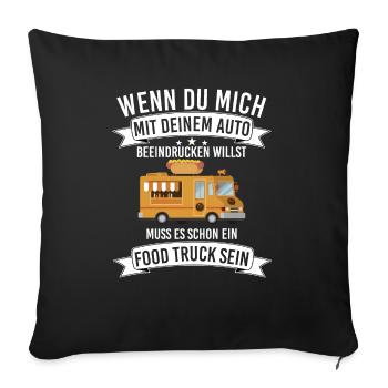 Mit dem Auto beeindrucken Foodtruck - Sofakissenbezug 45 x 45 cm - Schwarz - Vorne