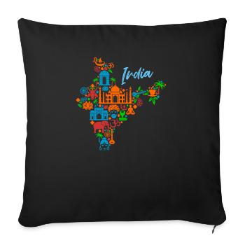 Indien Asien Reisen Geschenkidee - Sofakissenbezug 45 x 45 cm - Schwarz - Vorne