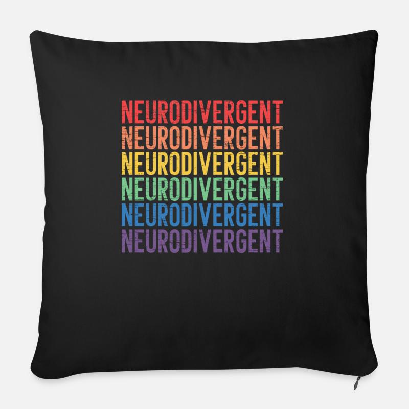 Neurodiversität Neurodiversity Regenbogen ADHS - Sofakissenbezug 45 x 45 cm - Schwarz