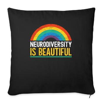 Neurodiversity Is Beautiful Infinity Rainbow ADHD - Sofa pillowcase 17,3'' x 17,3'' (45 x 45 cm) - black - Front