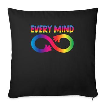 Every Mind Neurodiversity Autism Awareness Support - Sofa pillowcase 17,3'' x 17,3'' (45 x 45 cm) - black - Front