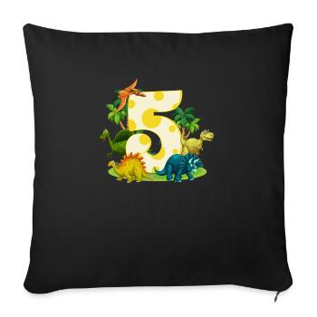5 5th Birthday Kids Dino Dinosaur Gift - Sofa pillowcase 17,3'' x 17,3'' (45 x 45 cm) - black - Front