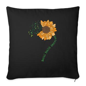 Psychische Gesundheit Sonnenblume - Sofakissenbezug 45 x 45 cm - Schwarz - Vorne