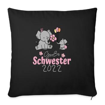 Große Schwester 2022 Elefanten - Sofakissenbezug 45 x 45 cm - Schwarz - Vorne