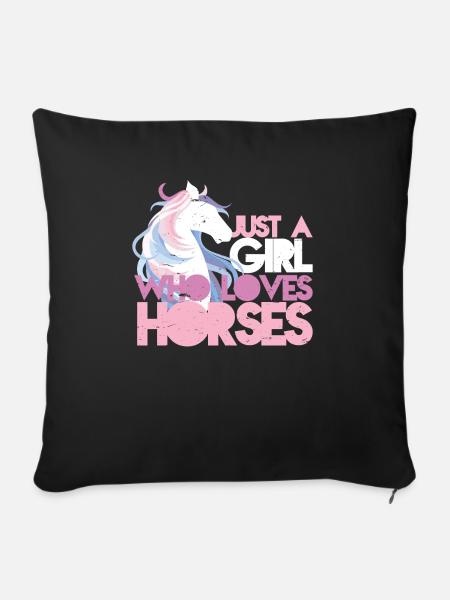 Just A Girl Who Loves Horses - Sofakissenbezug 45 x 45 cm - Schwarz
